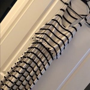 Dark navy and white striped maxi dress